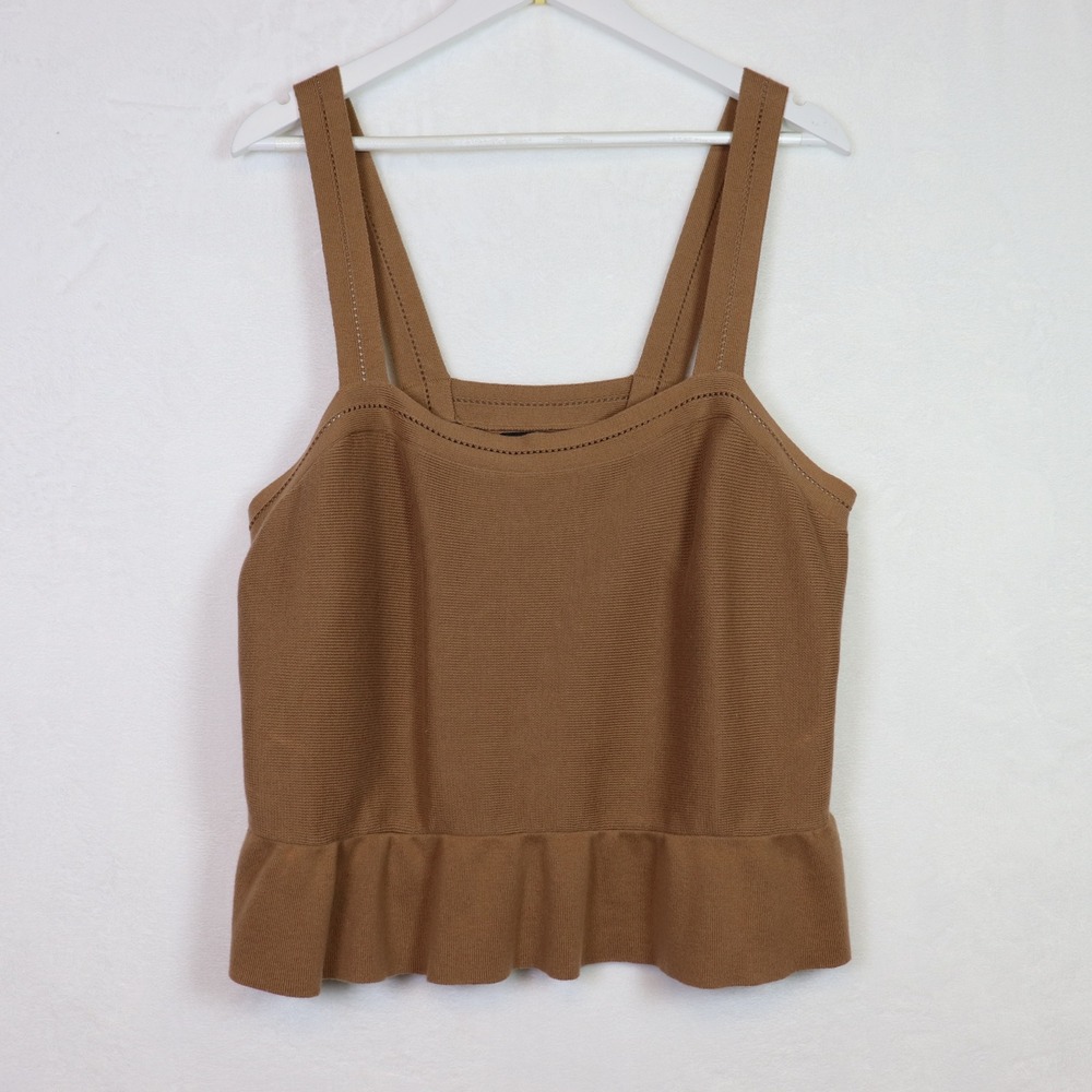 BANANA REPUBLIC Brown Knit Peplum Pointelle Tank Top XL